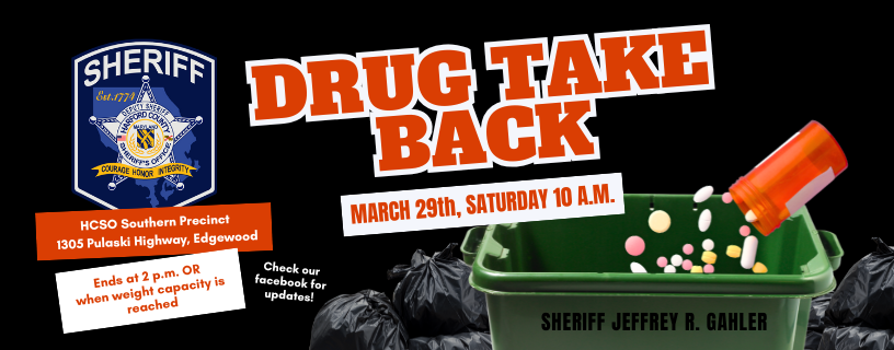 Drug Take Back March 29th, Saturday 10AM